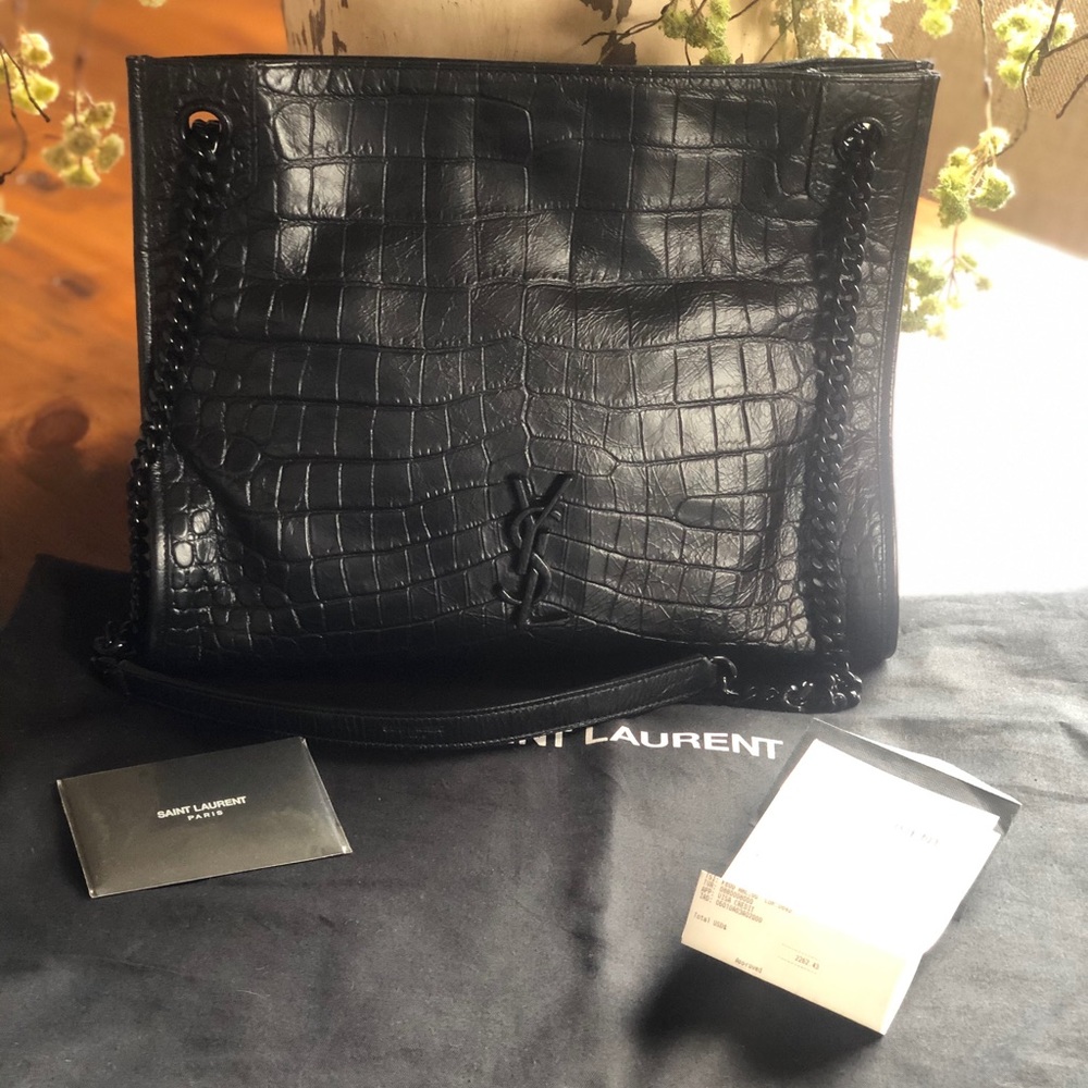 Saint Laurent Niki Medium Crocodile Shopping Bag